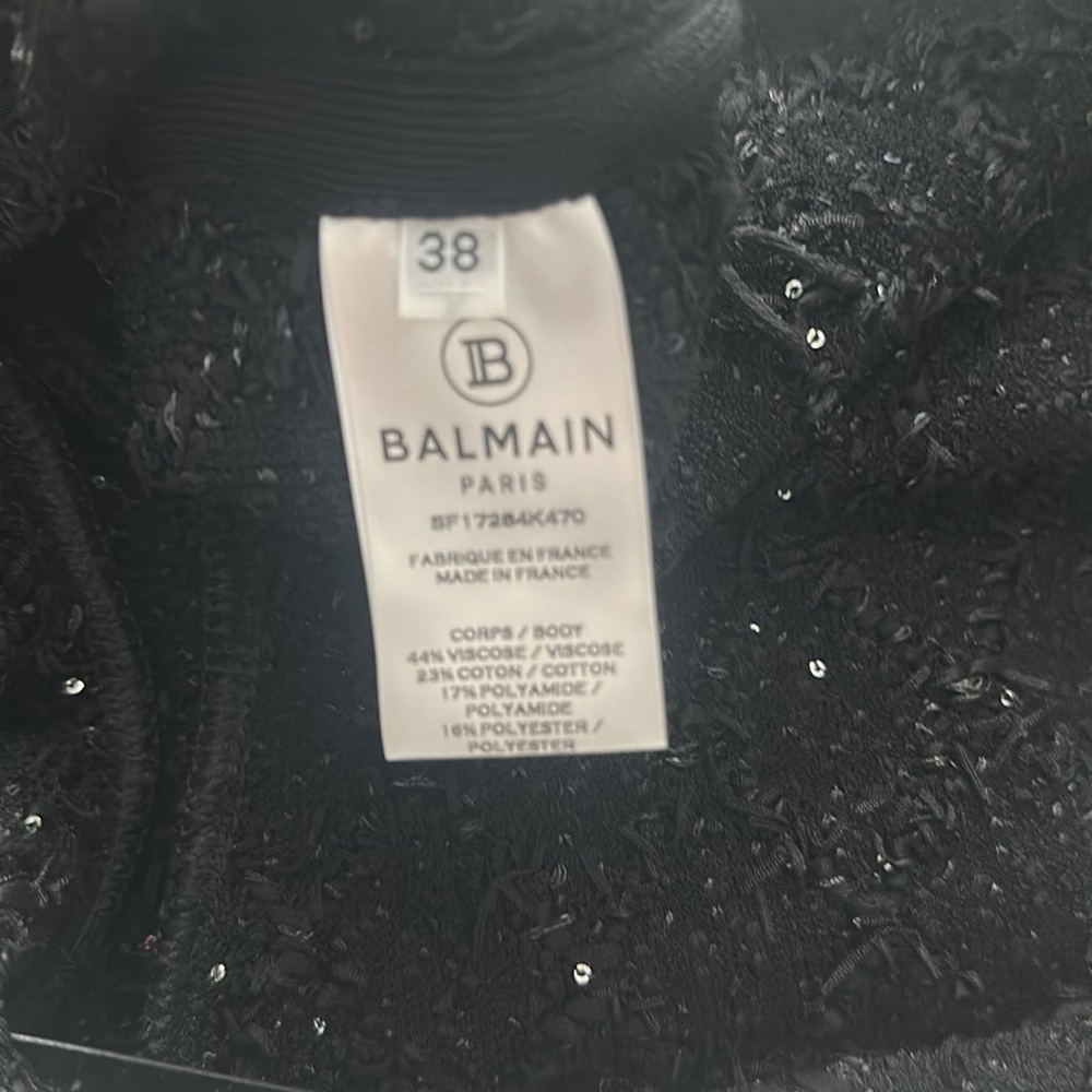 Balmain Black and White Textured Tweed Jacket - Picture 10 of 11